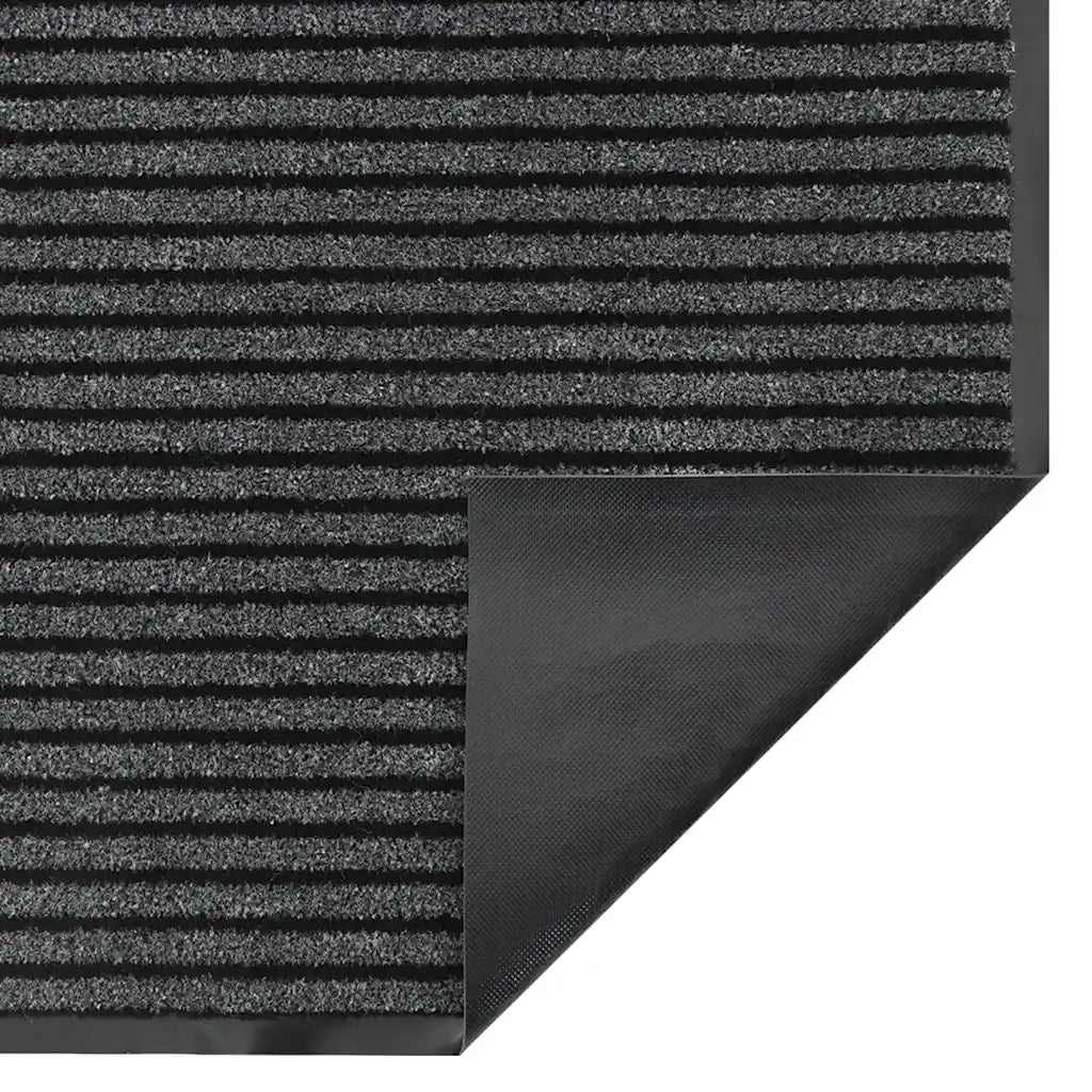 Zerbino | Tappetino a Strisce Nere e Grigie 115x200 cm