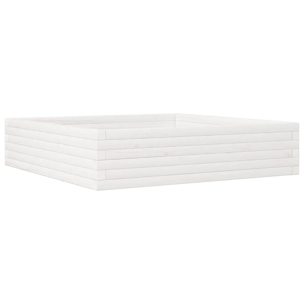 Fioriera da Giardino-Vaso da Esterno Bianca 100x100x23 cm Legno Massello Pino