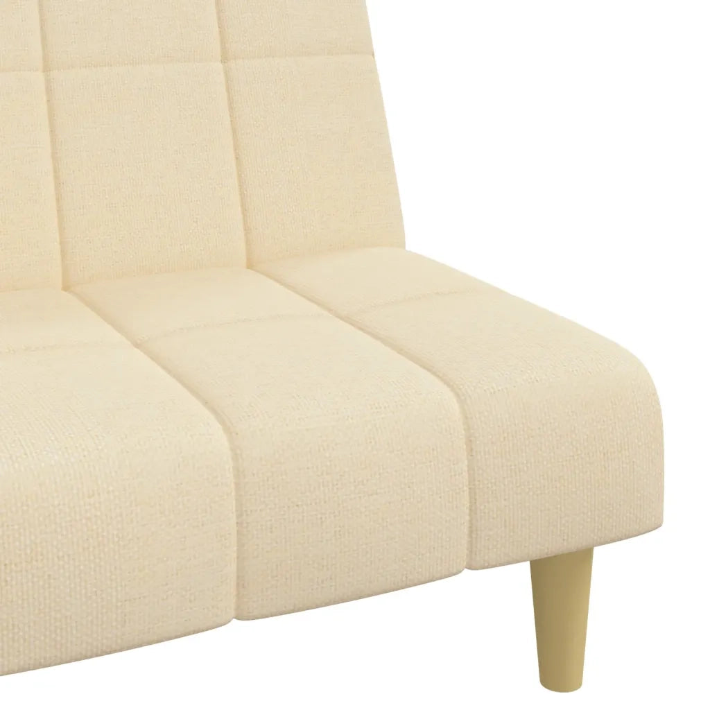 Divano Letto a 2 Posti Crema in Tessuto 375829
