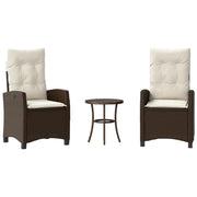 Set Bistr¨° 3 pz | Set Salotto da Giardino con Cuscini Marrone in Polyrattan
