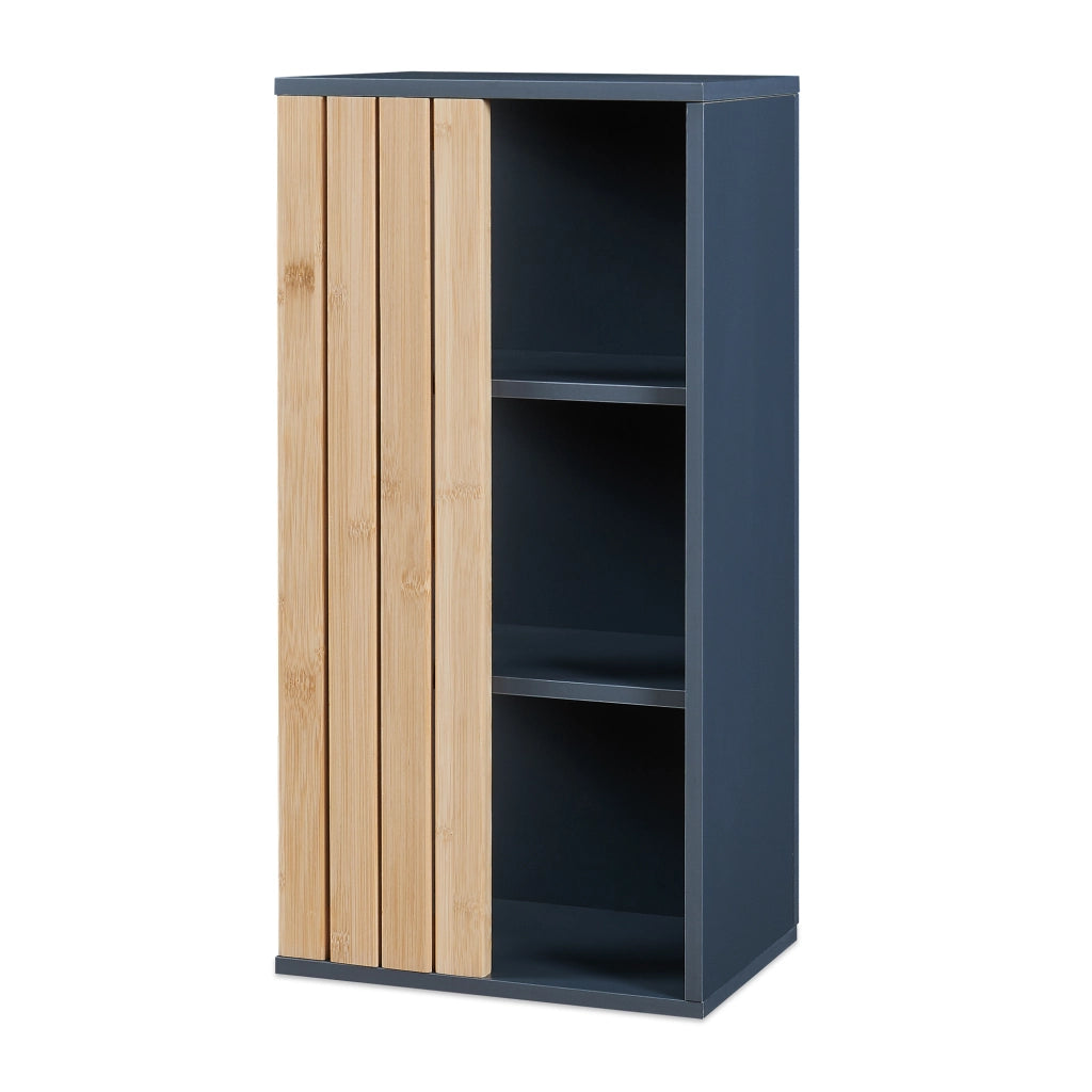 Mobiletto da Muro Svanes per Bagno Pensile con Frontale in Bambù e 3 Ripiani 60 x 30 x 20 cm - Grigio Scuro/ Naturale [en.casa]
