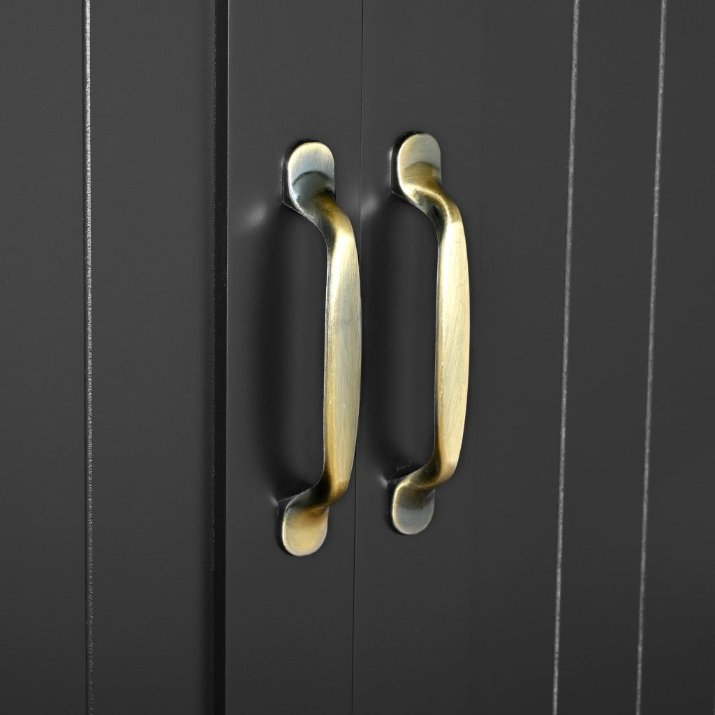 Mobile contenitore a doppia anta con ripiani regolabili 2 cassetti e ripiano estraibile in MDF nero 77 × 40 × 181 cm