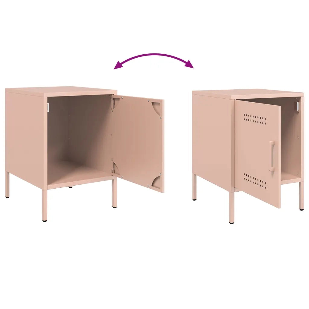 Comodino | Armadio da Notte | Mobiletto da notte Rosa 36x39x50,5 cm in Acciaio