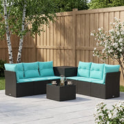 Set di divani 8 pz Nero e Blu Rattan sintetico e Acciaio 3448262