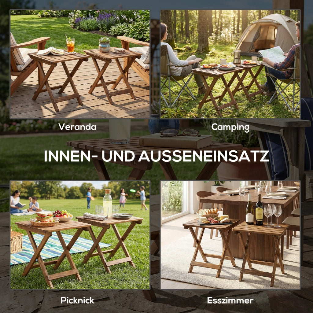 Tavolino da giardino pieghevole in legno di acacia ¨C zephmum ¨C 45x45x45cm, teak