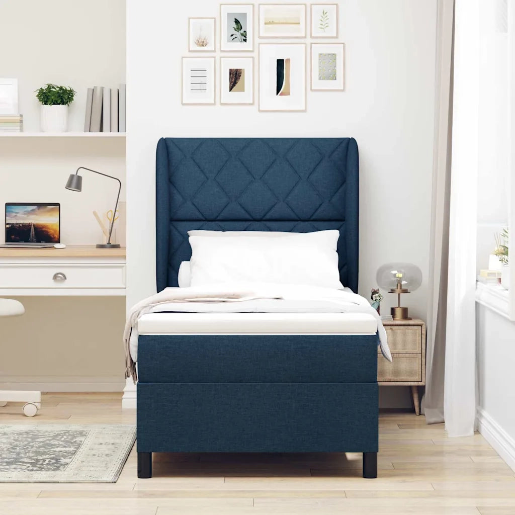 Letto a molle con testiera Blu 90 x 200 cm Tessuto 3340612