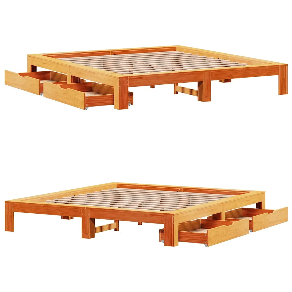 Giroletto senza Materasso-Struttura Letto Marrone Cera 180x200 cm Legno di Pino 327081