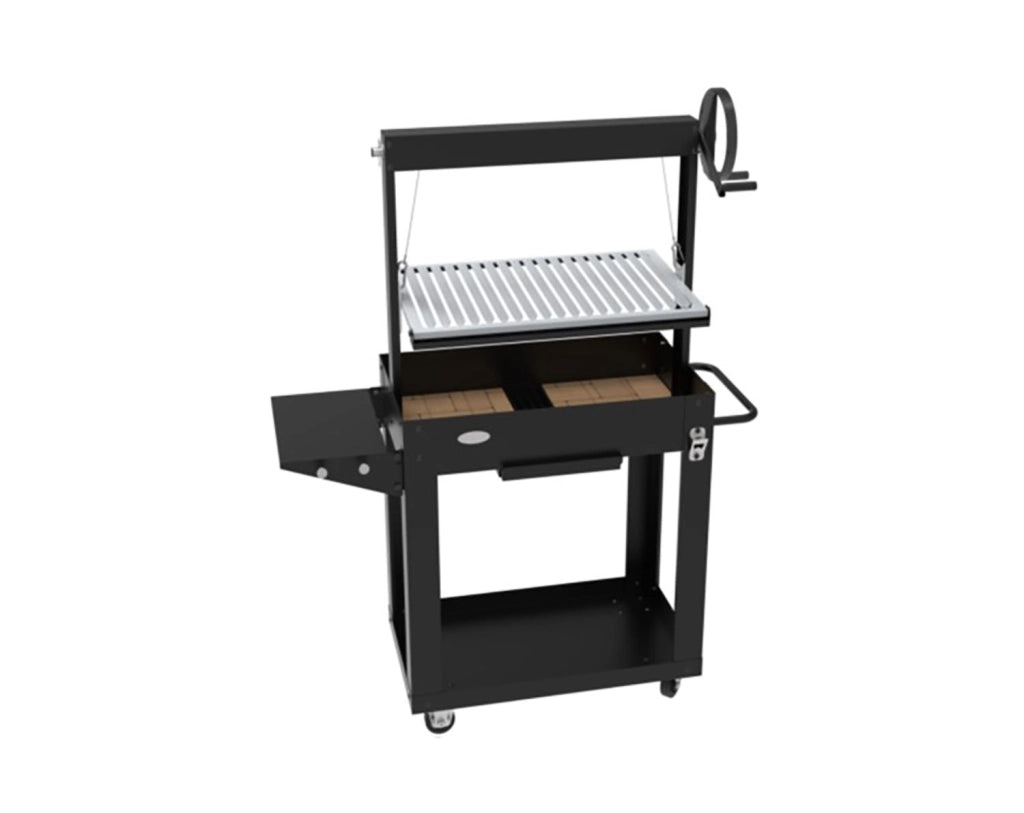 Barbecue a Legna e Carbone 80x46,5x21 cm BBQ Argentino in Acciaio Santa Maria Nero