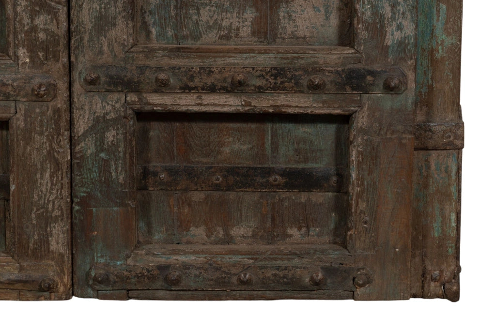 Biscottini Porta portone in legno massello e ferro da interno o da esterno vecchia e antica medievale scorrevole