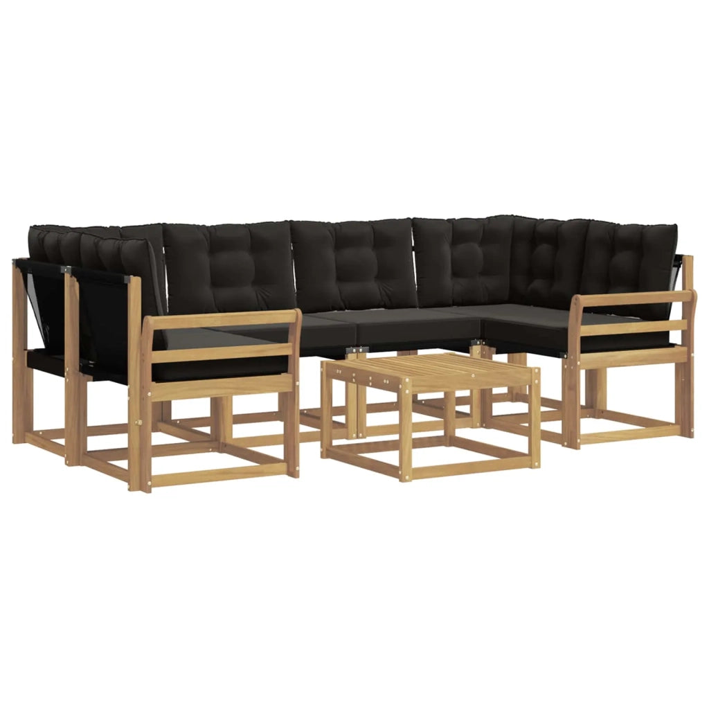 Set di divani da esterno 7 pz Bianco e Nero 3389262