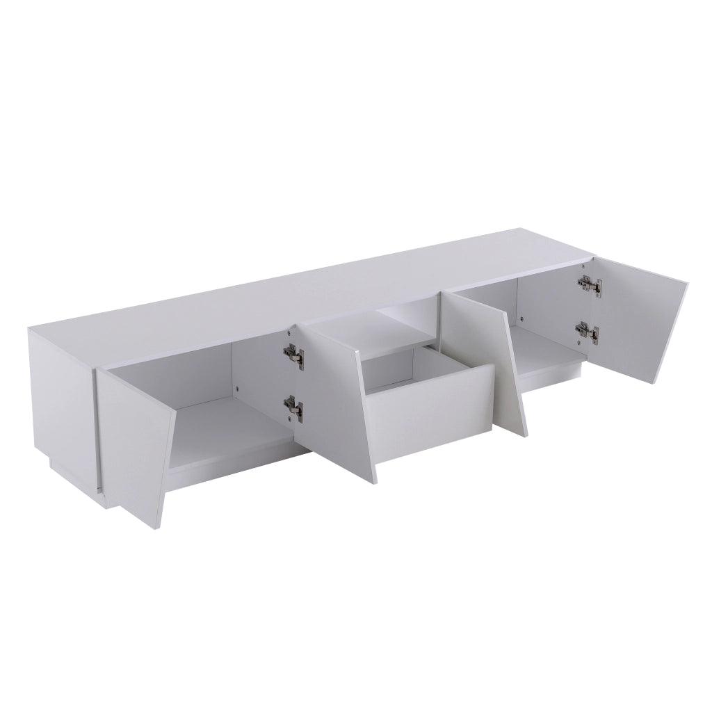 Mobile TV moderno bianco 170 cm in MDF con ante dal design segmentato