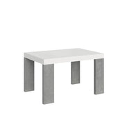 Tavolo Allungabile 130/390x90x77 cm Roxell Mix piano Bianco Frassino gambe Cemento