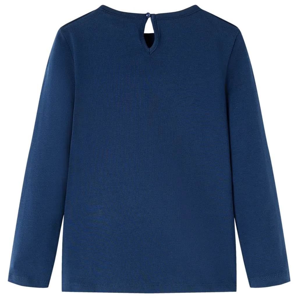 Maglietta da Bambina a Maniche Lunghe Blu Marino 116 14031