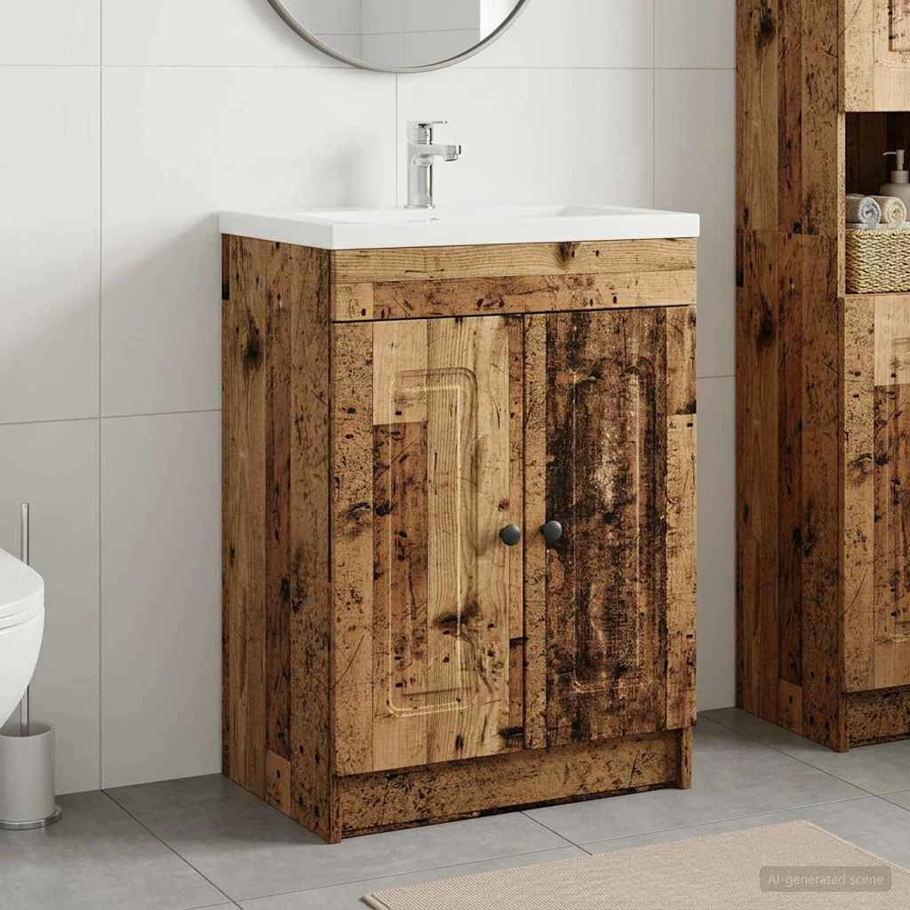 Mobiletto da bagno sotto il lavello Legno antico 890022
