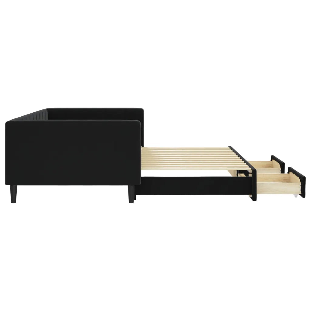 Divano Letto Estraibile con Cassetti Nero 100x200 cm in Velluto 3196750