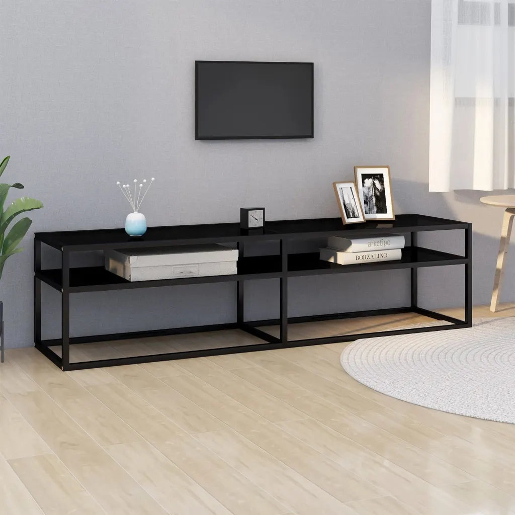 Mobile Porta TV Nero 160x40x40,5 cm in Vetro Temperato 331719