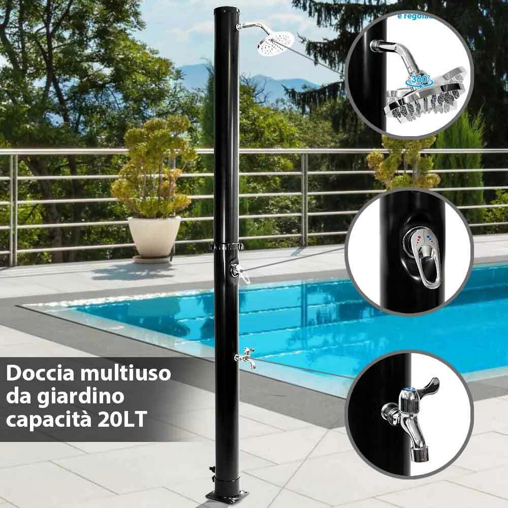 Doccia Solare Giardino Piscina Esterno 20Lt Lava Piedi Miscelatore Campeggio