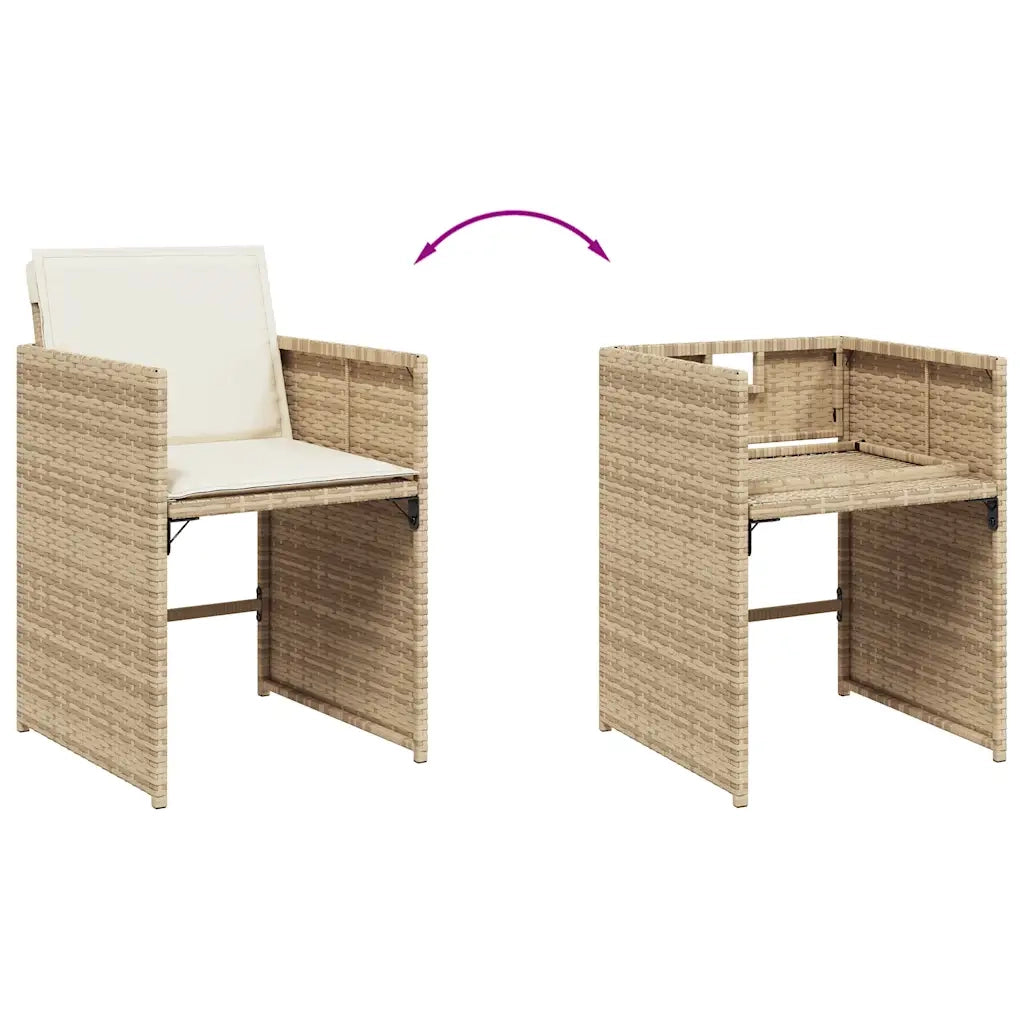 Set da Pranzo da Giardino 11 pz con Cuscini Beige in Polyrattan 3211216