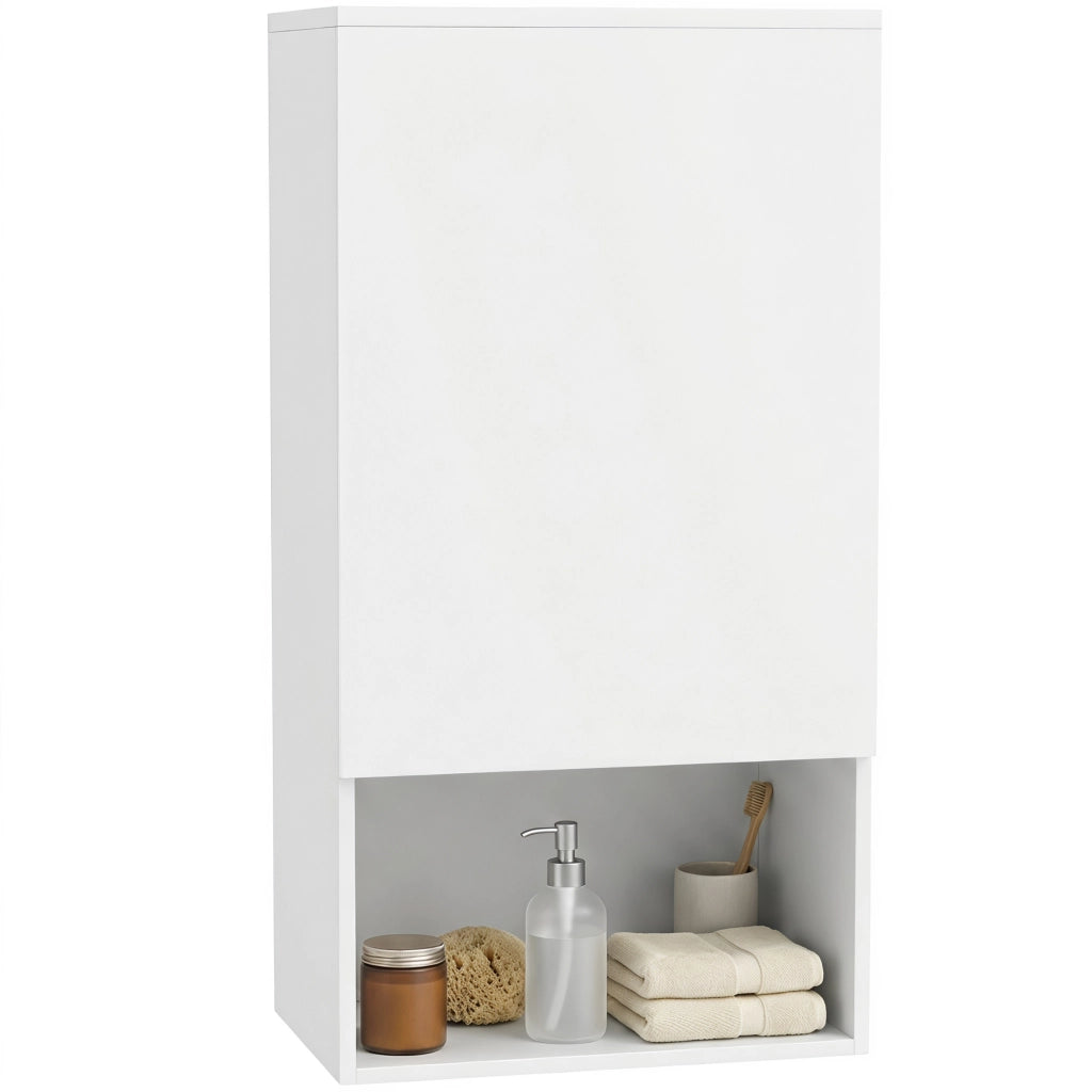 Armadietto pensile bagno con anta, 40x27x77 cm, bianco