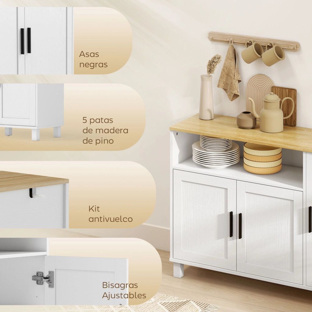 Credenza 3 Ante ¨C Xylo ¨C Bianco Legno Ripiani Regolabili