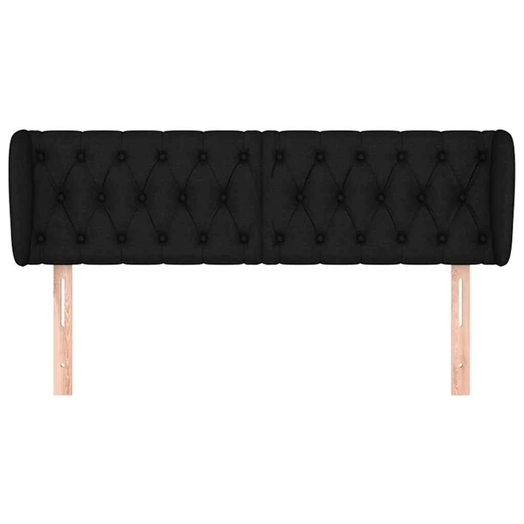 Testiera | Testata ad Orecchio Nera 163x23x78/88 cm in Tessuto