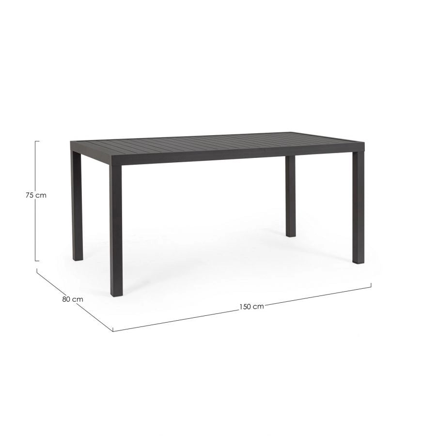 Tavolo hilde 150x80x75h cm antracite da esterno bizzotto