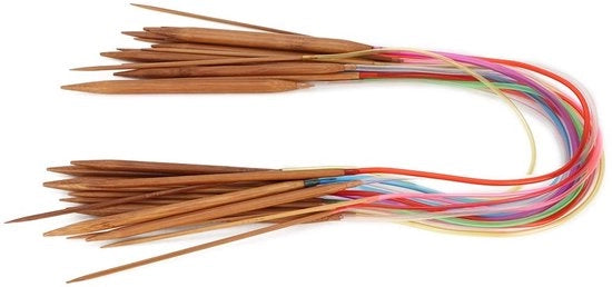 Set di aghi per cucire a doppia punta 18 pezzi - aghi per cucire in bambù - lunghezza 100 cm - antiscivolo - alta qualità - lisci e resistenti - aghi per cucire