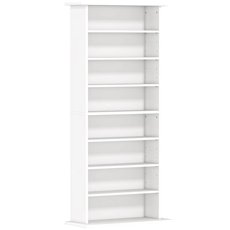 SCAFFALE PORTA CD CON 6 RIPIANI REGOLABILI, CAPACITÀ DI 360 CD/185 DVD, 58X24X124.5 CM, BIANCO