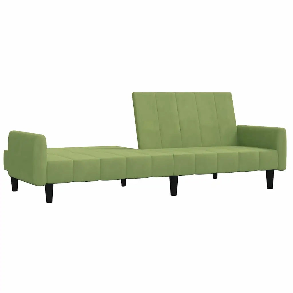 Divano Letto a 2 Posti Verde Chiaro in Velluto 375777