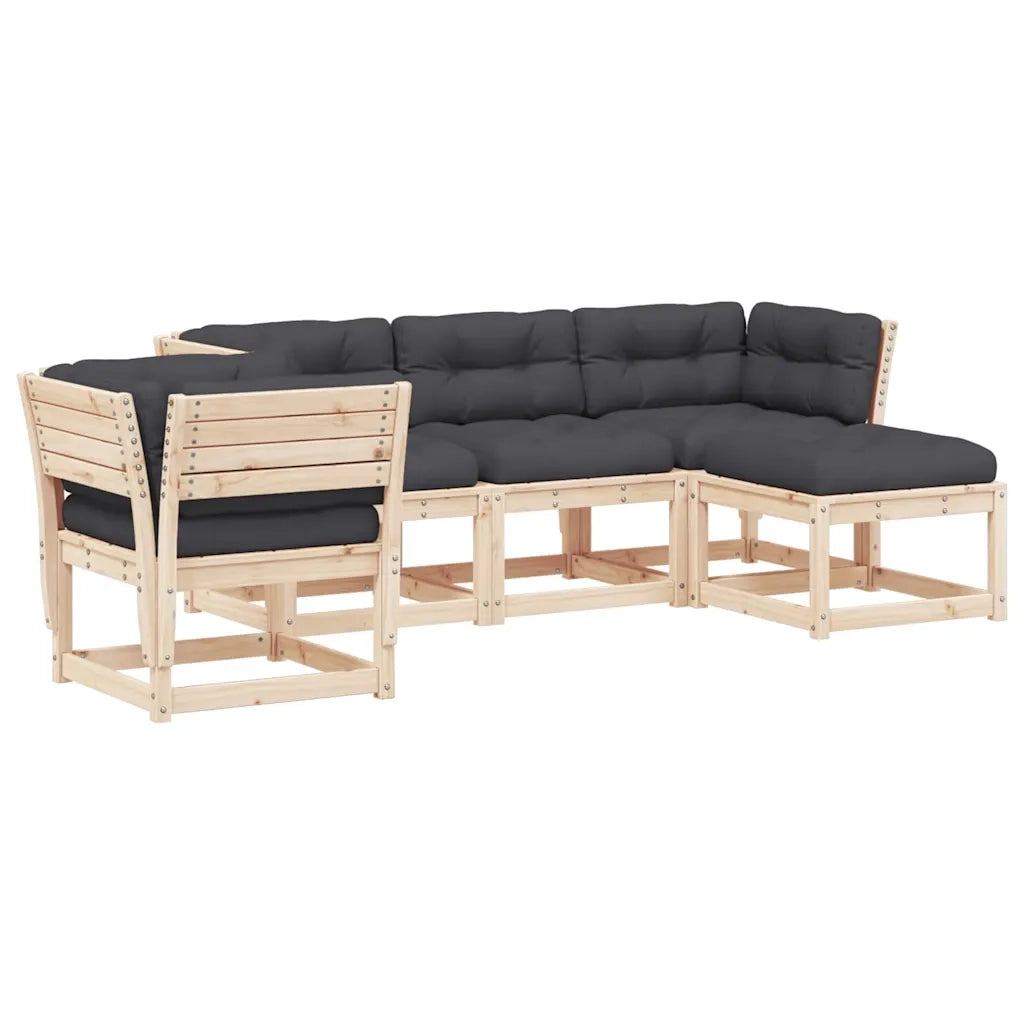 Set Divani Giardino 6 pz con Cuscini in Legno Massello di Pinocod mxl 113616