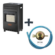VINCO COD.71406 Stufa A Gas Con Bombola 4200W Con 3 Fuochi- Nero Opaco+Kit Montaggio Stufe, Fornelli, Cucine Gpl (Regolatore + Tubo + Fascette) 0.5 Metri