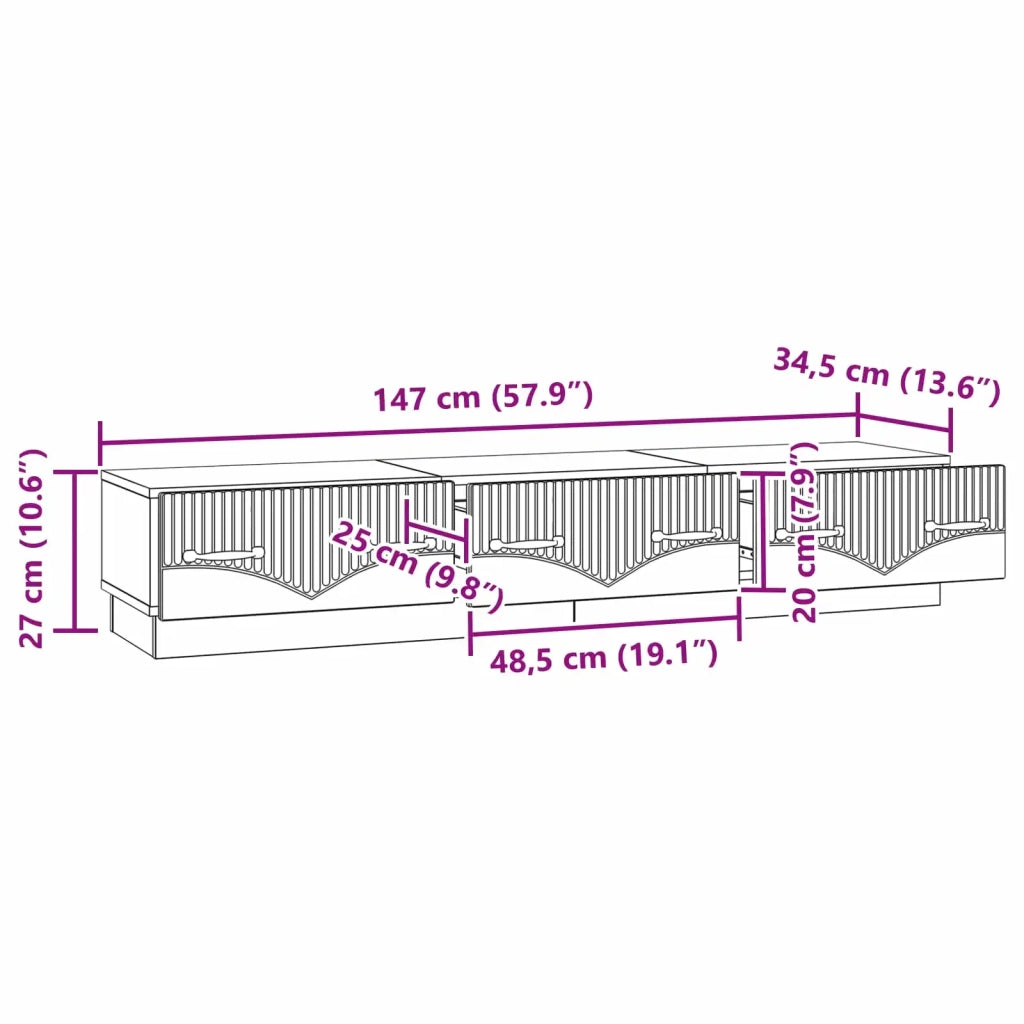 Mobile TV con cassetto Rovere Artigianale 147 x 34,5 x 27 cm