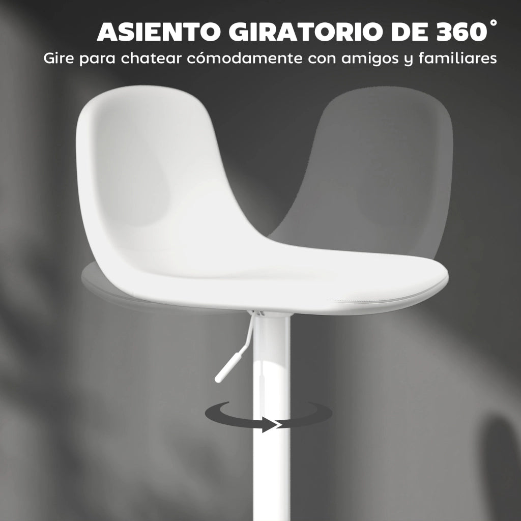 Sgabelli da Bar Regolabili 360¡ã con Schienale e Poggiapiedi ¨C Minimal ¨C Bianco 40.5x44x84-104 cm