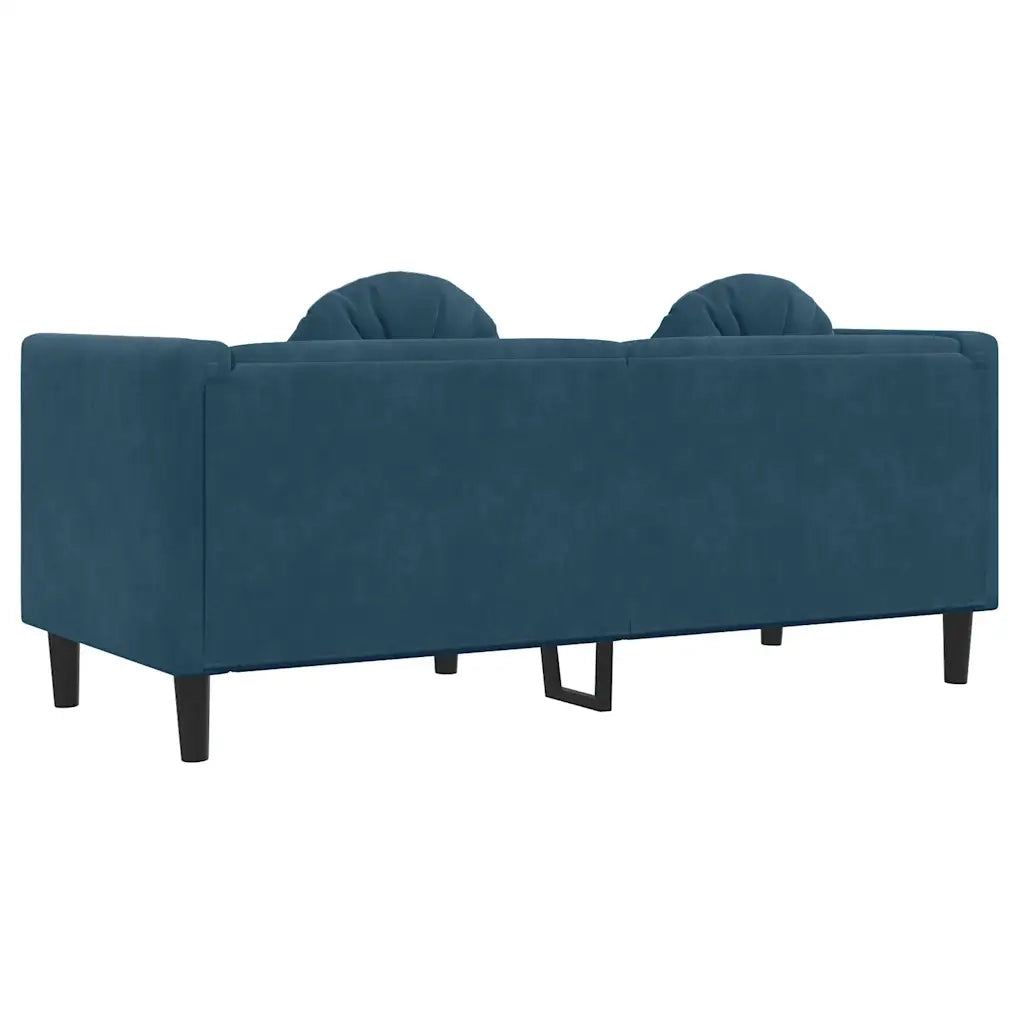 Divano | Divano da soggiorno | Sofa a 2 Posti con Cuscini Blu in Velluto