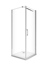 Box Doccia Battente e Parete Fissa Laterale Vetro Temperato 8 mm Easy-clean Reversibile PORTA 67-69 + FISSA 78,5-80,5