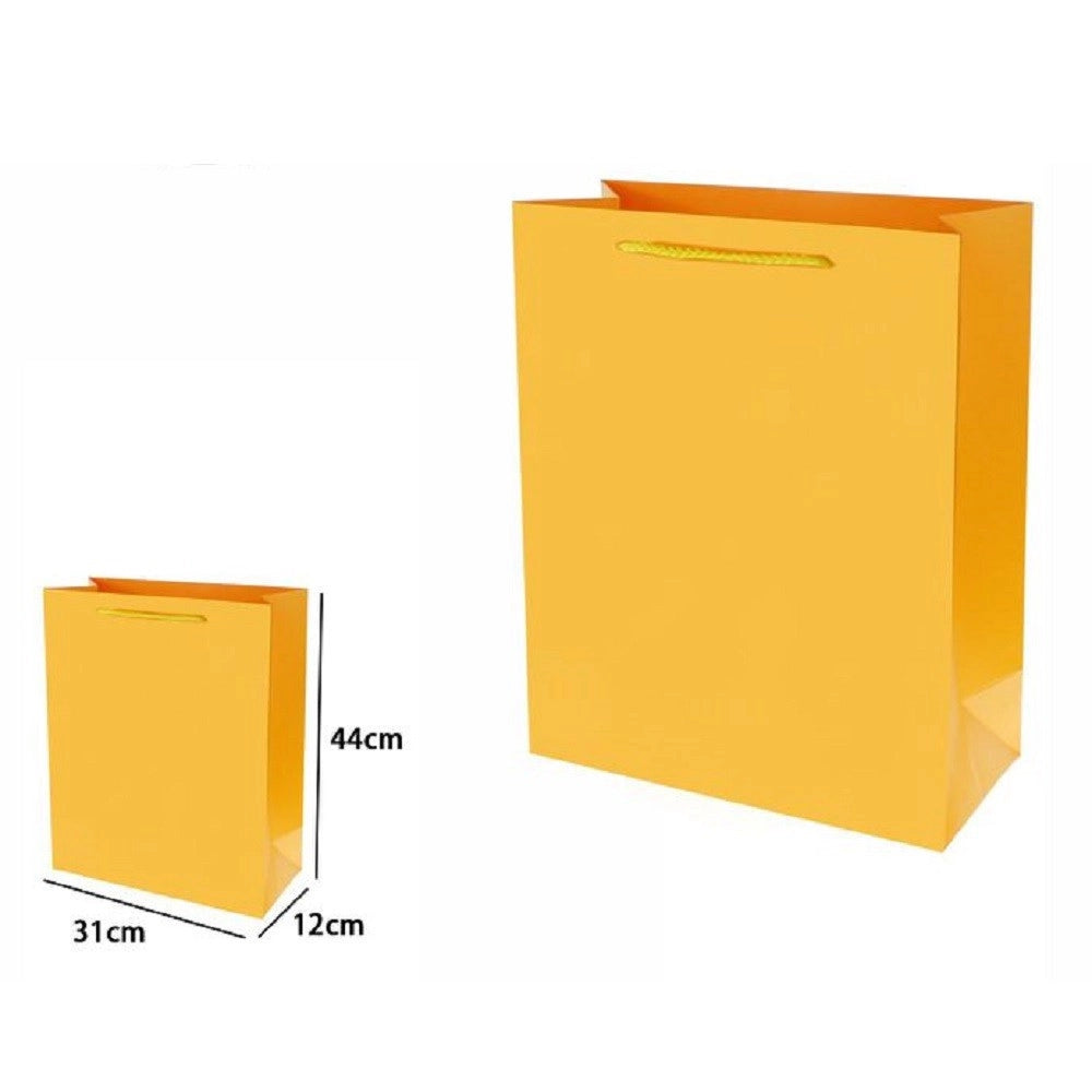 Trade Shop - Set 3 Pz Buste Borsa Regalo Sacchetti 44x31x12cm 69917 Giallo Con Manico Cordino -