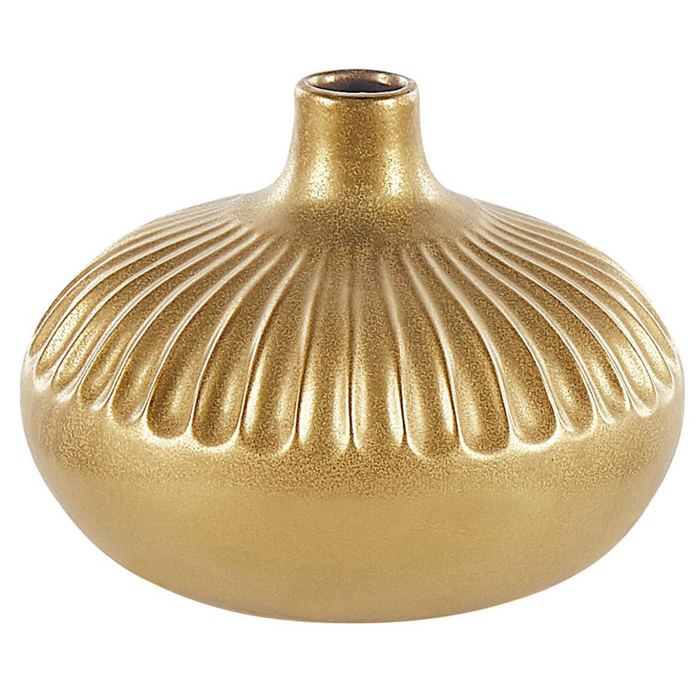 Vaso decorativo in gres porcellanato dorata da 20 cm Accessorio per la casa da tavolo Pezzo d'Stile glamour