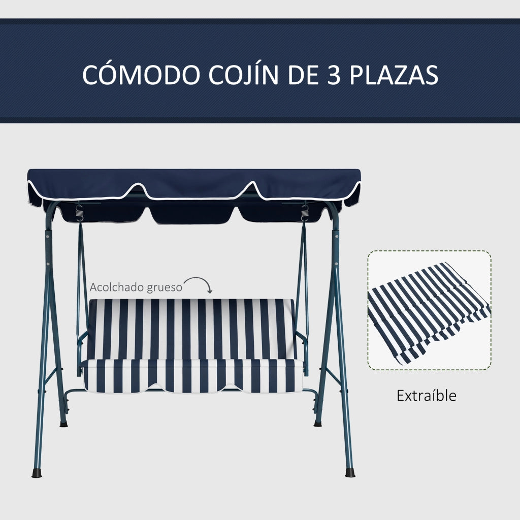 Altalena da Giardino 3 Posti con Cuscino e Tettoia ¨C zephmum ¨C Grigio/Bianco 172x110x153 cm