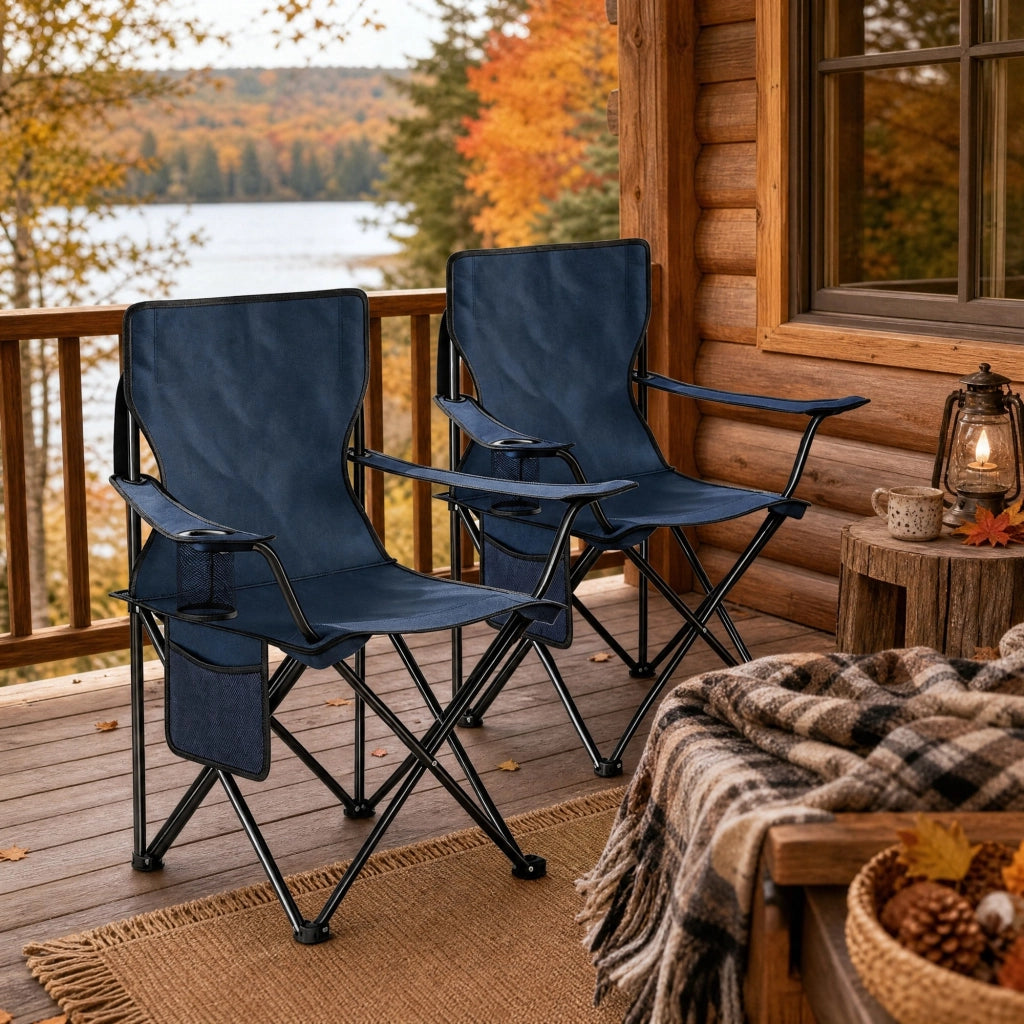 SEDIA DA CAMPEGGIO PIEGHEVOLE Set da 2 pezzi 47x76x80,5 cm Blu navy