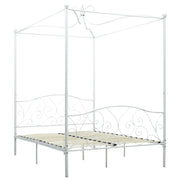 Letto matrimoniale | Letto per adulti | Letto a Baldacchino Bianco in Metallo 120x200 cm