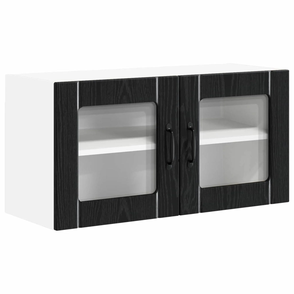 Mobile in vetro da parete LUCCA Rovere Nero 80 x 31 x 40 cm 884946