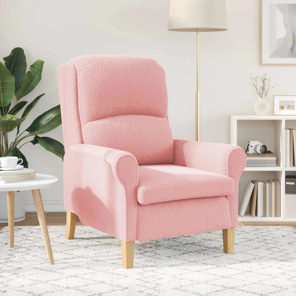 Poltrona | Sedia Relax Rosa Tessuto Sherpa morbido
