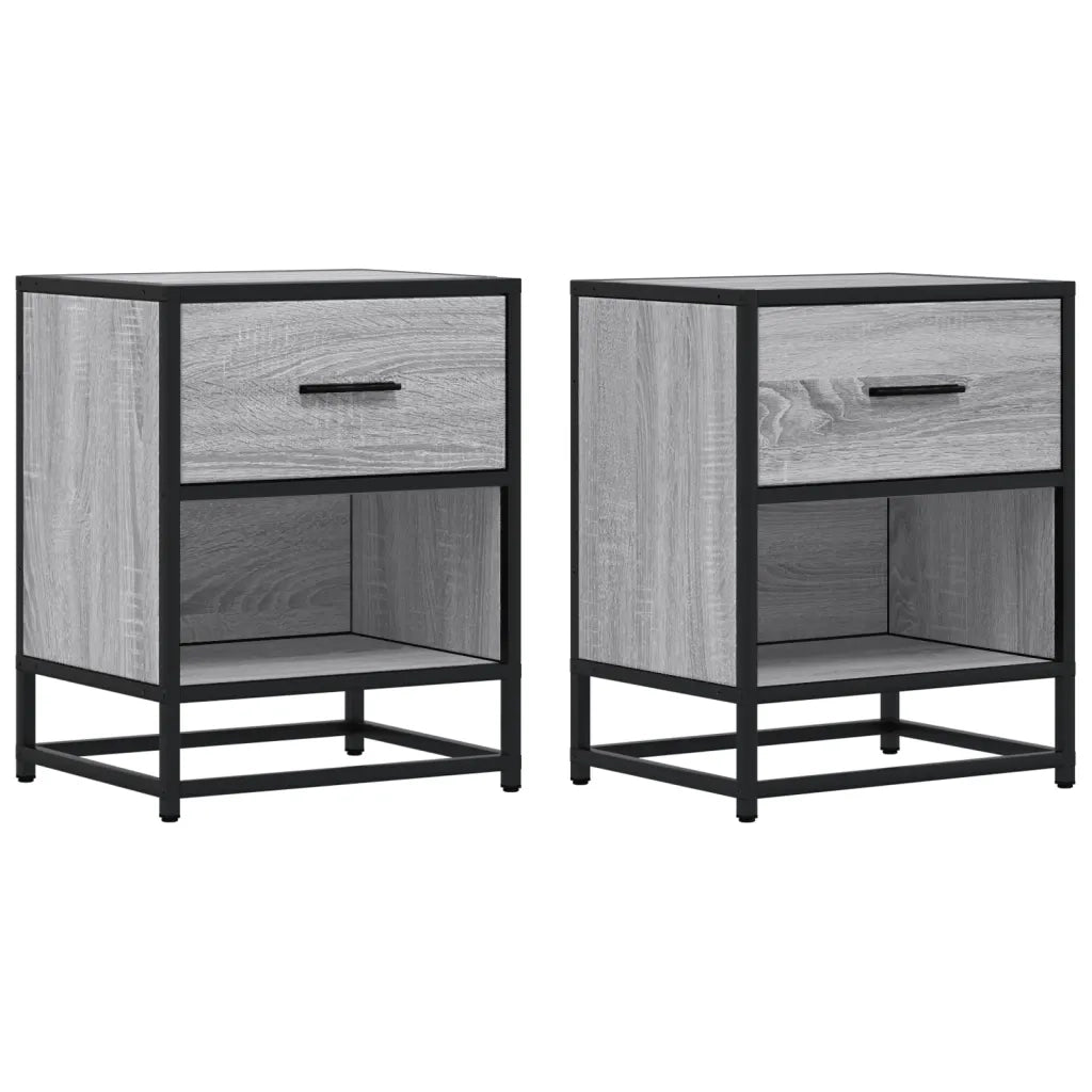Comodini 2 pz-Set di 2 Tavolino da notte Grigio Sonoma 40x31x50 cm in Truciolato 778711