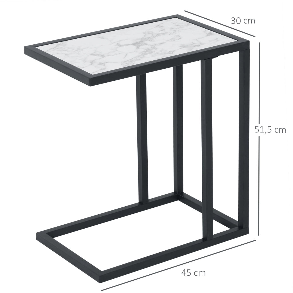 Tavolino da salotto moderno ¨C ZephMum ¨C Bianco, effetto marmo e metallo 45x30x51,5 cm