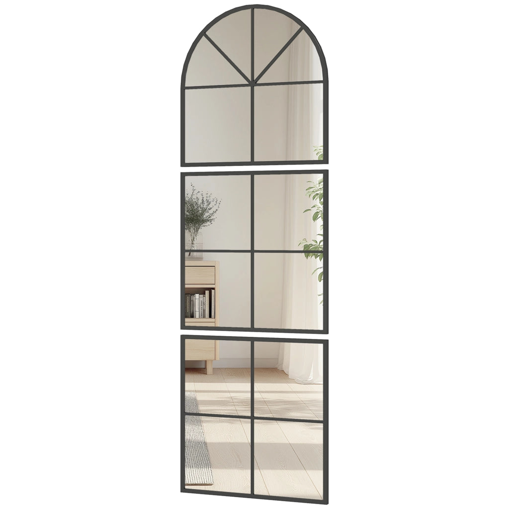 Specchio da muro arcuato con cornice metallica ¨C Zephmum ¨C Nero 60x180 cm