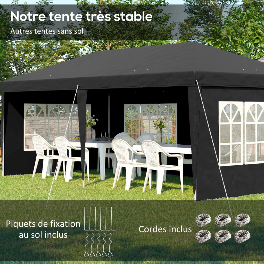 Tendone da giardino pieghevole 3x6 m ¨C zephmum ¨C nero