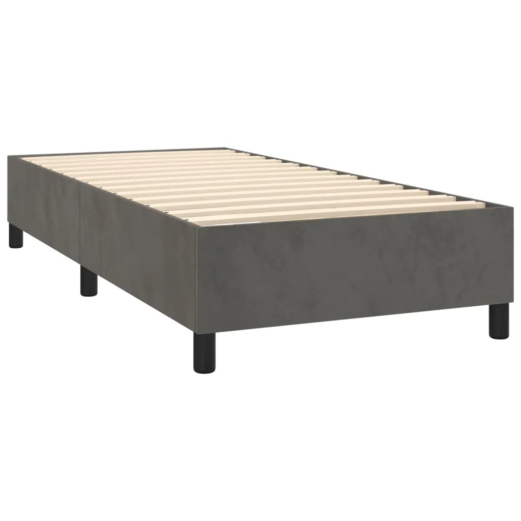 Letto a Molle con Materasso e LED Grigio Scuro 90x190cm Velluto 3136156
