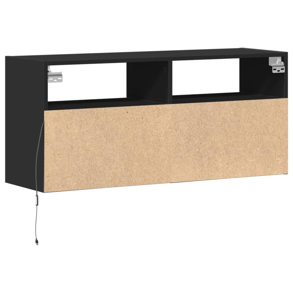 Mobile TV multimediale scaffale TV credenza mobile TV sala da pranzo soggiorno camera da letto mobile da parete con luci LED 100 x 31 x 45 cm nero 02_0027848