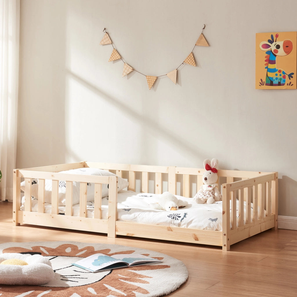 Letto Montessori per Cameretta Tanna in Legno di Pino 80x160 cm - Naturale [en.casa]