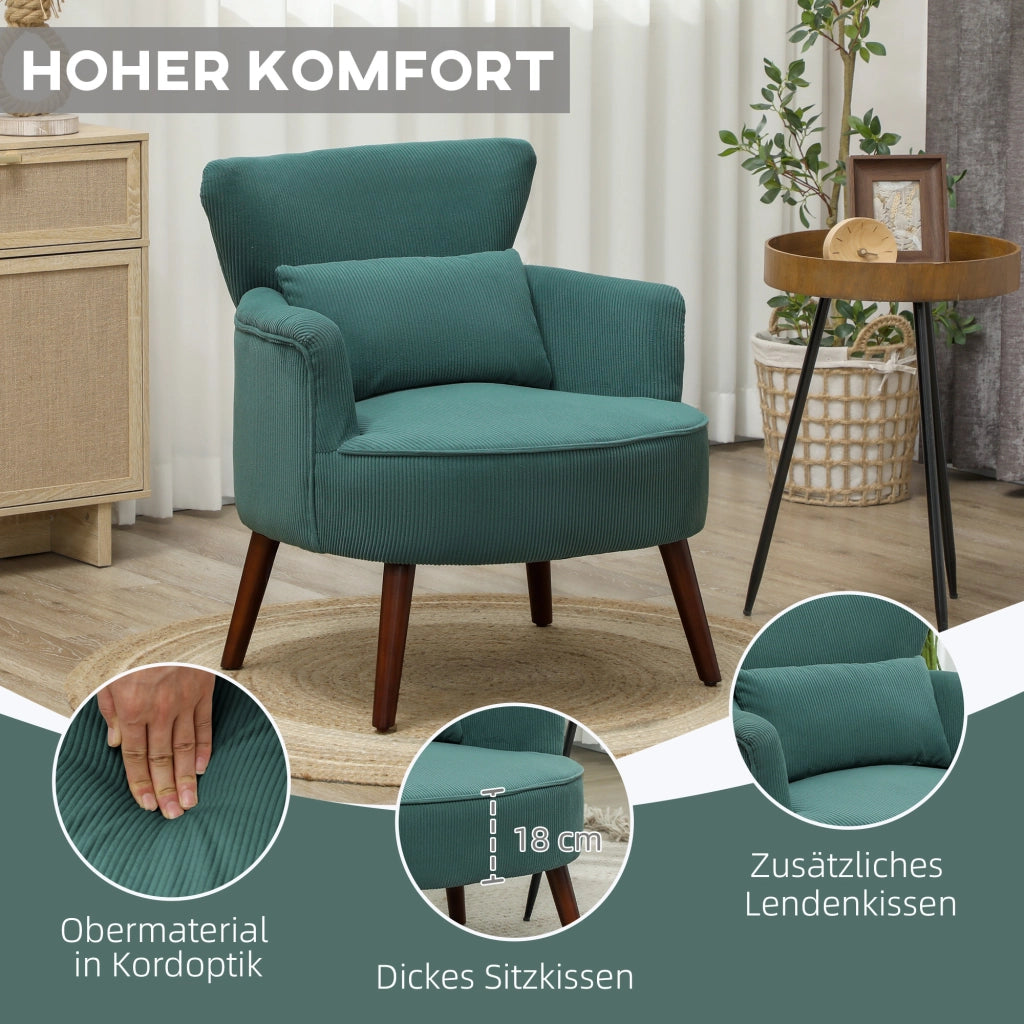 POLTRONA con braccioli curvi 69,5x69x78 cm Verde scuro